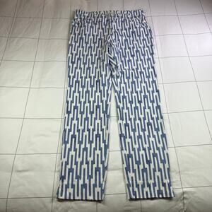 Spartina 449 Blue and White Geometric Straight-Leg Pants
